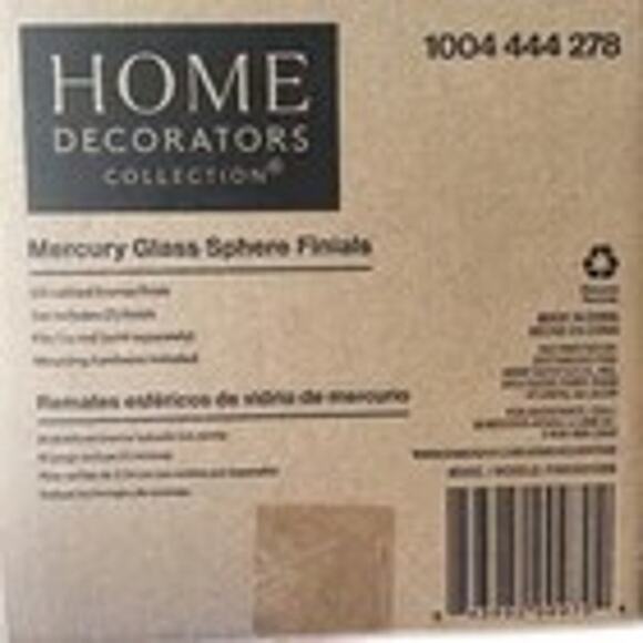 Mercury Glass Sphere Curtain Rod Finials – Oil-Rubbed Bronze (Set of 2) - Picture 3 of 8